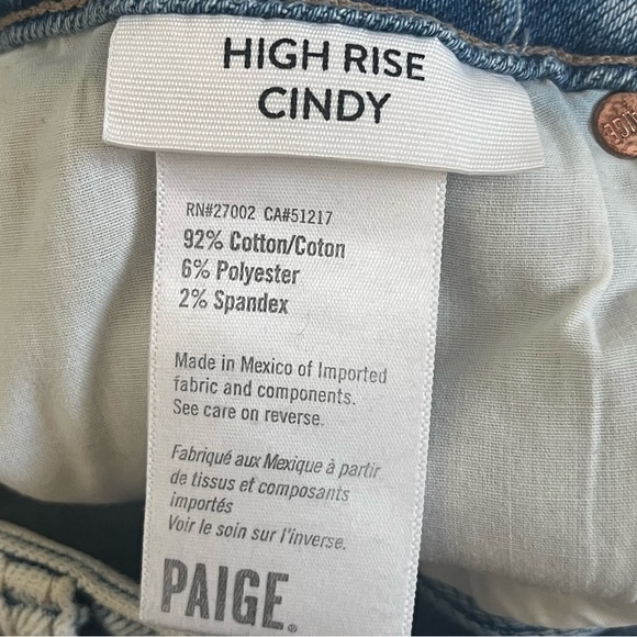 Paige High Rise Cindy Straight Jeans Women's Size 27 Blue Acid Wash Raw … - Picture 3 of 8